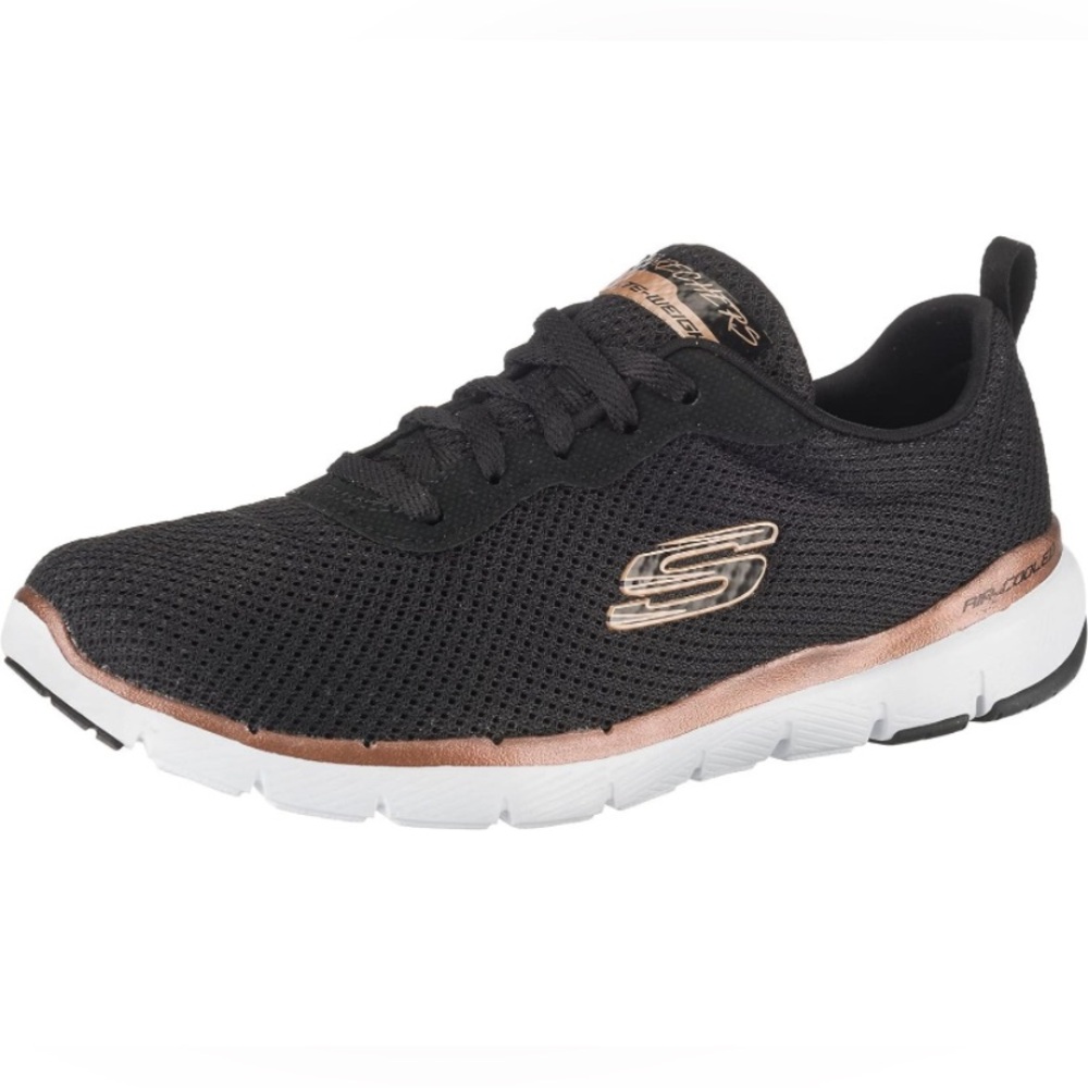 Skechers Black and Rose Gold Sneakers